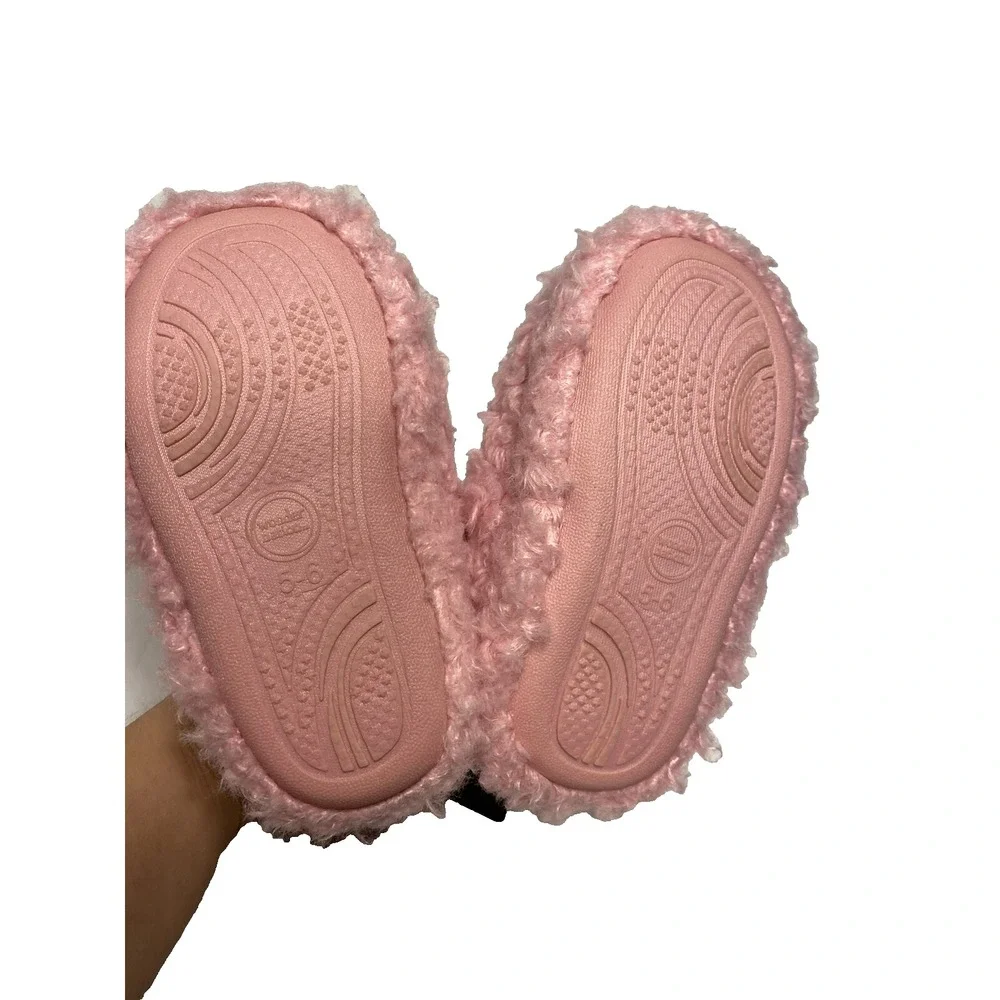 NEW‎ wonder nation toddler girls heart slippers size 5 - 6 pink & white